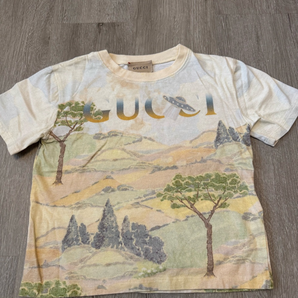 Gucci Kids Landscape Print Tee